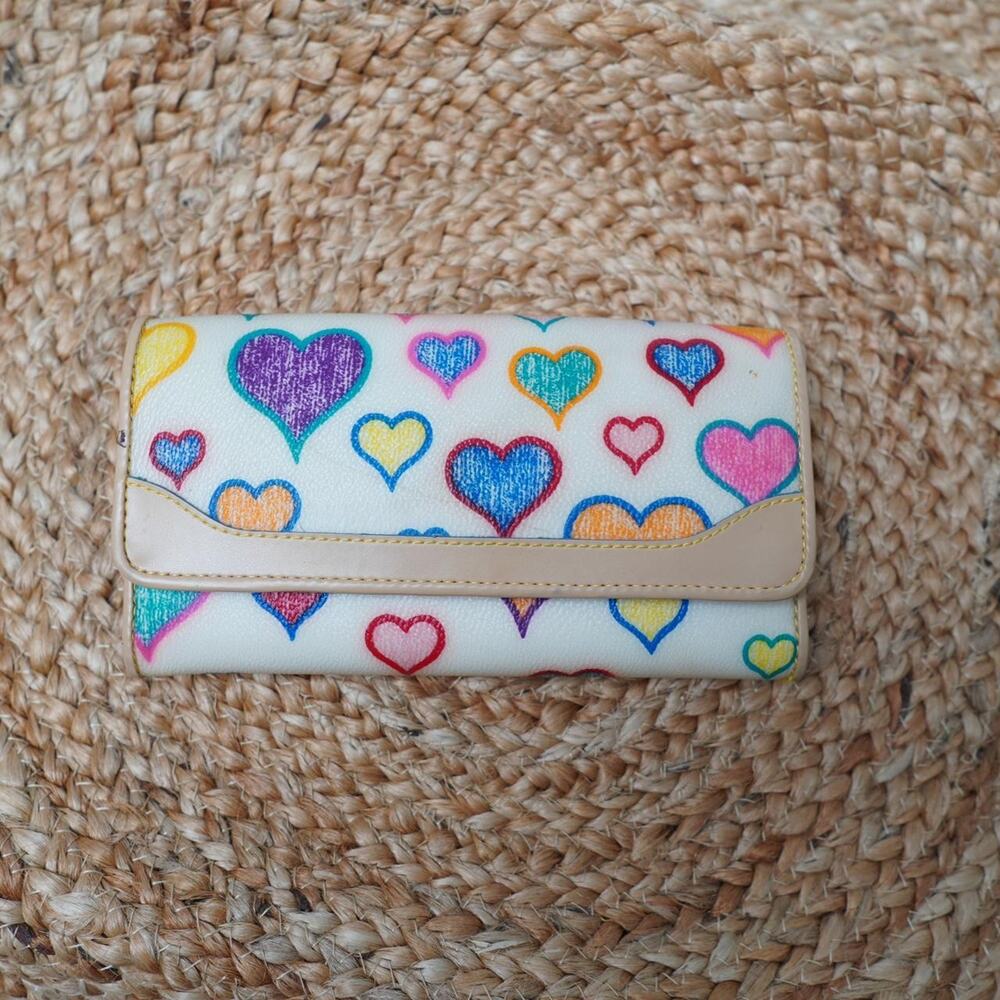 Vintage Y2K Rainbow Heart Wallet Coquette Retro